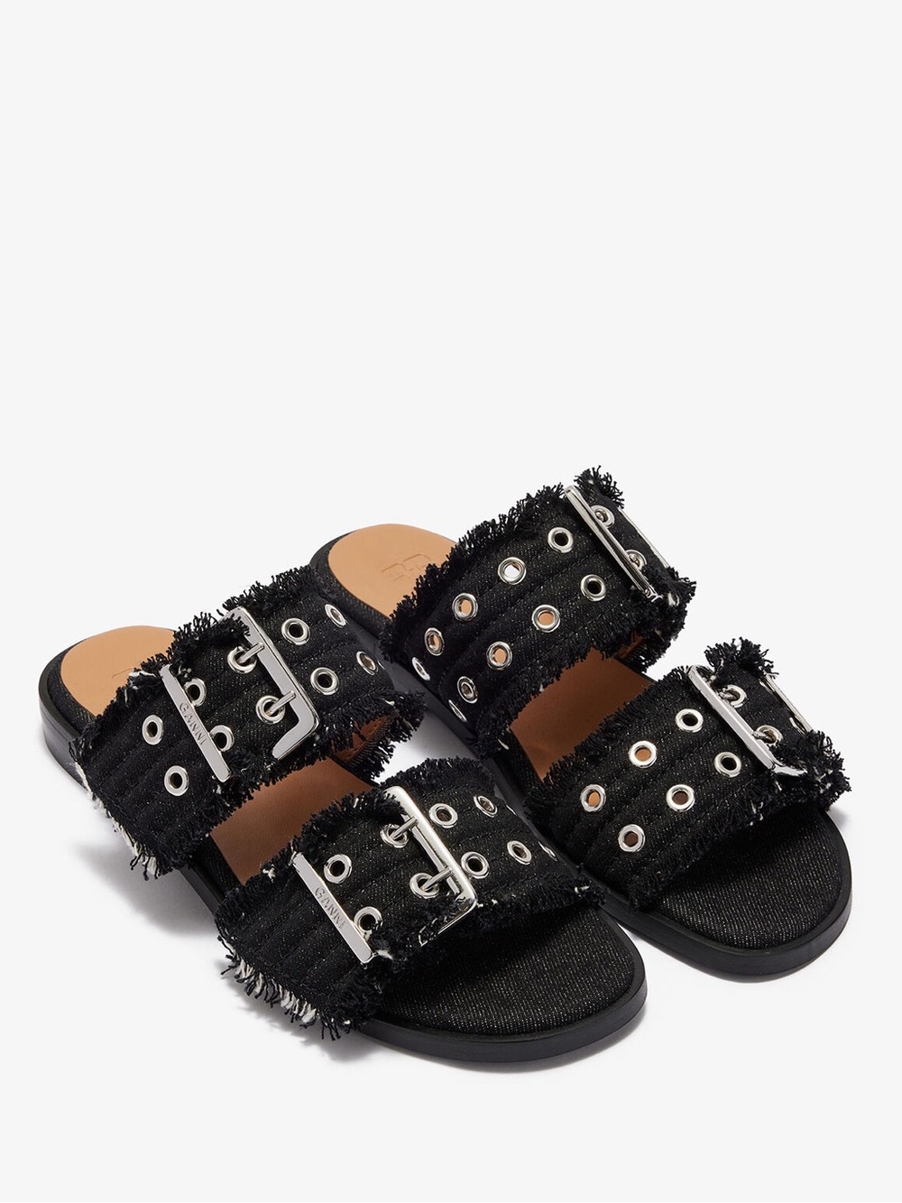 NEW✨ Ganni Feminine Buckle Two-Strap Sandals in Black